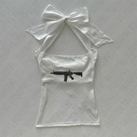 Gothic Y2k Tank Top Gun Harajuku Graphic Print Fashion Vest Casual Hip Hop Cute Sleeveless Top Fashion Streetwear Punk Crop top