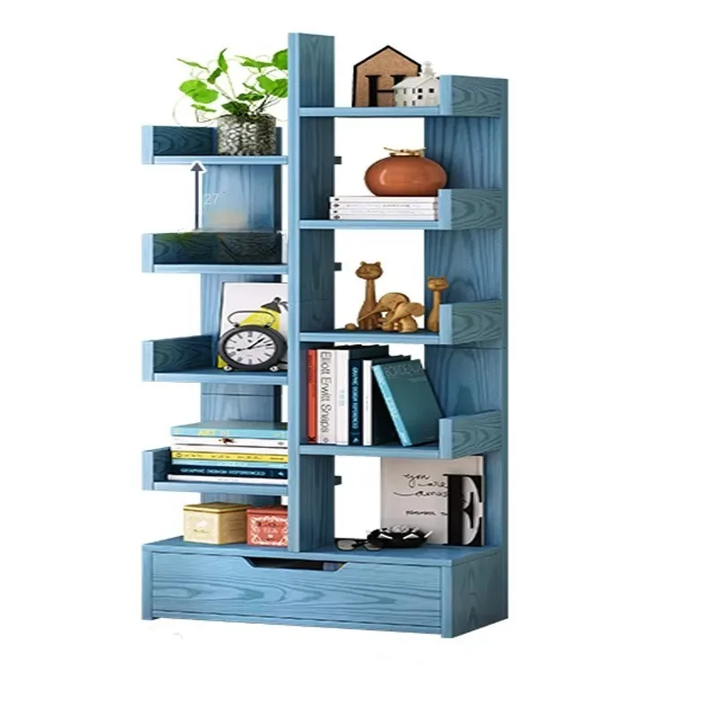 Hot Selling Wooden Simple Living Room Bookcase Multilayer Tree Shape Shelf