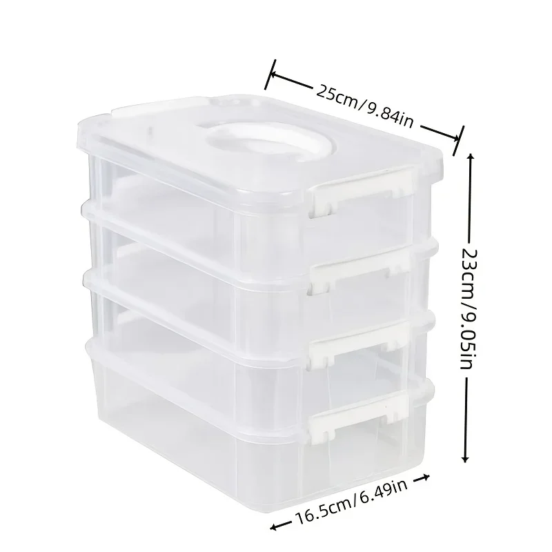 Extra Large 4-Tier Stackable Storage Box with Lid Clear Plastic Organizer Toy Building Block Storage Box