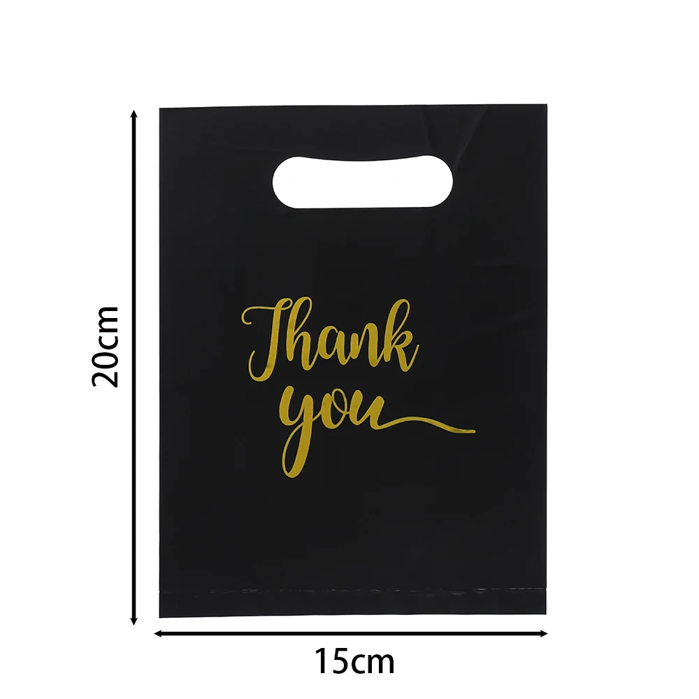 20/50Pcs Thank You Plastic Gift Bags PE Handle Shopping Bags Small Business Packaging Bags for Storage Jewelry Accessories Bag