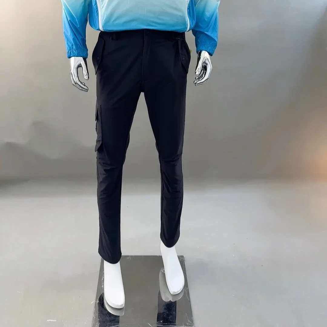 Men's Golf Pants 2026 Fall New Korean Style Letter Print Slim Fit Quick-Dry Sporty Stretch Polyester Outdoor Breathable UV Soft