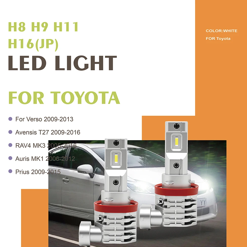 2Pcs/Set Car LED Head Lamp For Toyota Verso Prius Auris MK1 RAV4 MK3 Avensis T27 1860 M4 Fog Lamp Halogen Size H8/H9/H11/H16(JP)