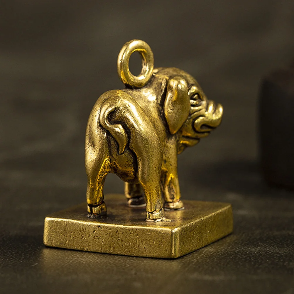 

Brass Pig Stamp nament Zodiac Adornment Desktop Home Decor Spring Festival Gift Small Brass Model