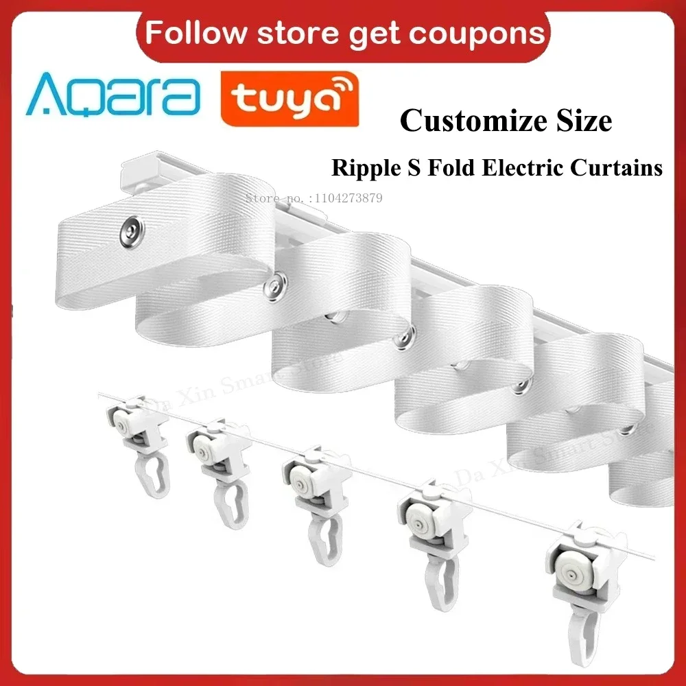 Customizable Aqara Ripple S Fold Electric Curtains Track Rod Z Wave Curtain Rail Cornice Rod For Tuya Aqara Smart Curtain Motor