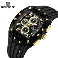 NAVIFORCE Luxury Sports Quartz Wristwatches for Men Colorful Multi Functional Tonneau Type Water Resistant Watch with Auto Date