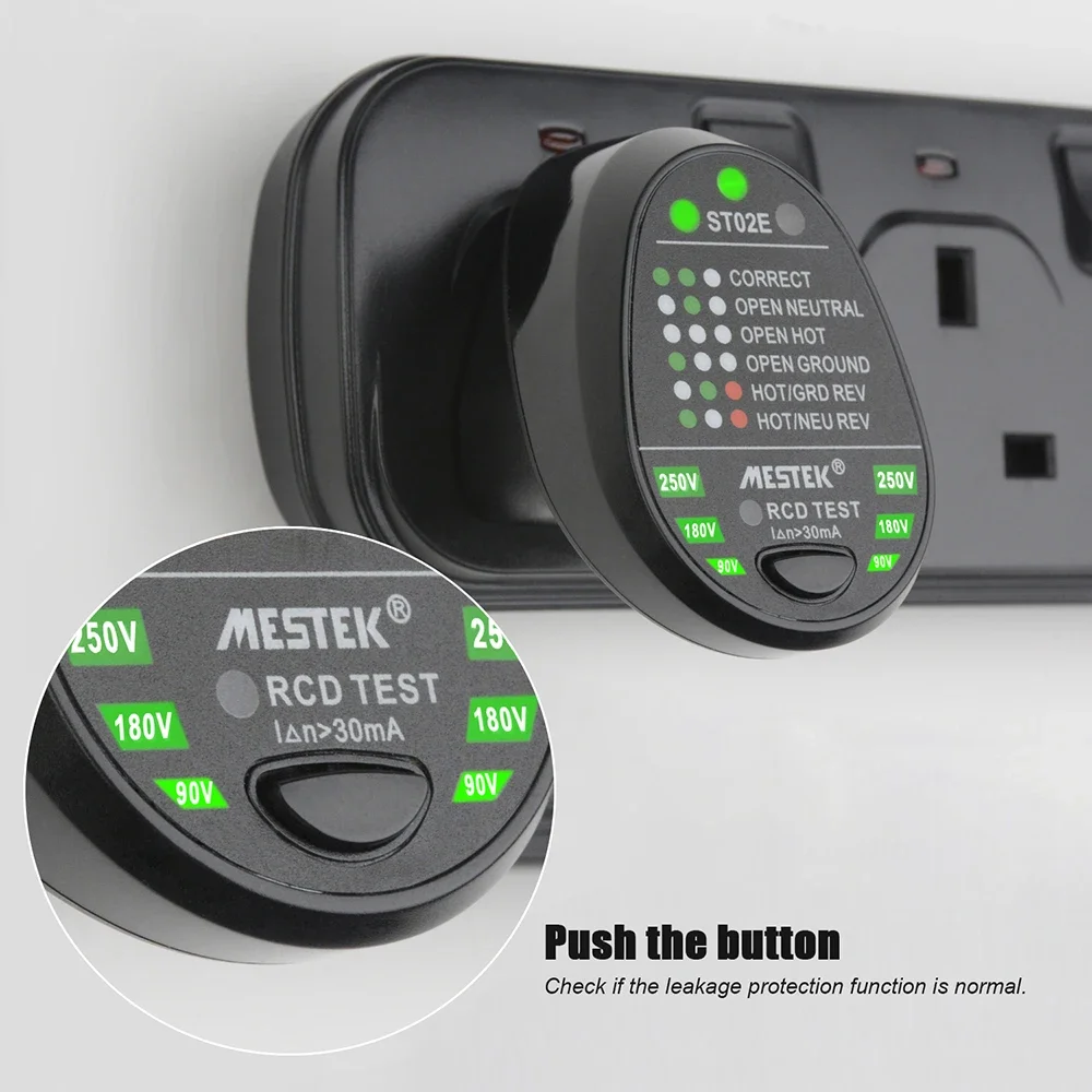 

Testers LCD Screen Voltage Test Socket Detector UK EU Plug Ground Zero Line Plug Polarity Phase Check Cable finder RCD