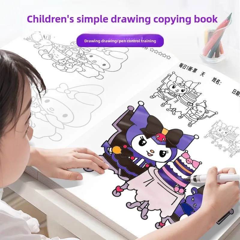 Sanrio kuromi comic line drawing anime cartoon Cinnamoroll My melody children\'s sketch simple drawing tracing painting book gift