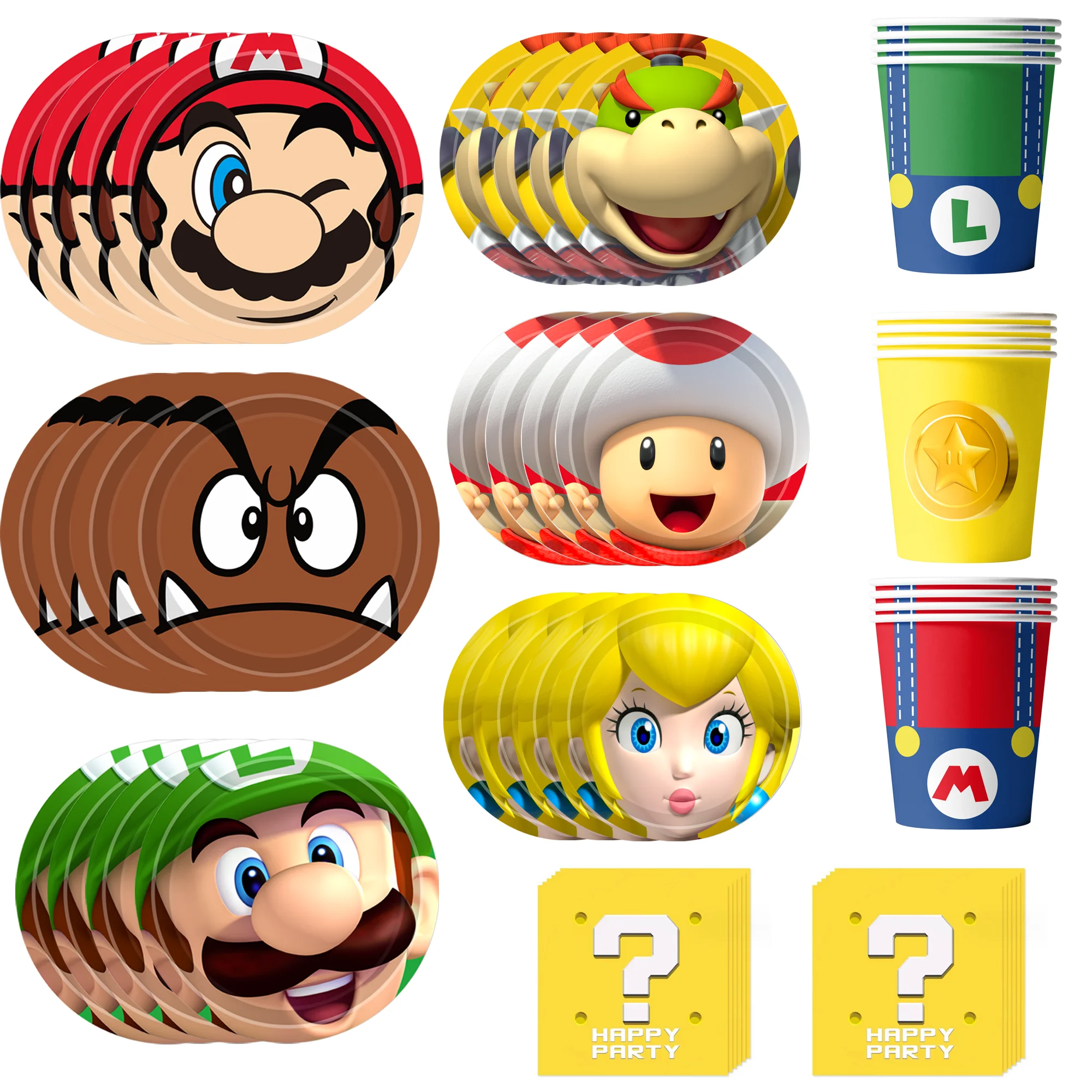 120 pièces fournitures de fête Mario assiettes et serviettes Mario ensemble-assiettes nappe serviettes tasse etc Mario décorations d'anniversaire vaisselle