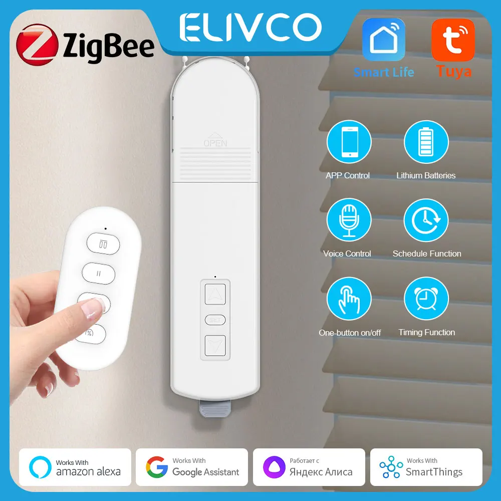 

Tuya Zigbee3.0 умные рольставни жалюзи привод электрический мотор для штор Smart Life управление приложением Alexa Google Assistant