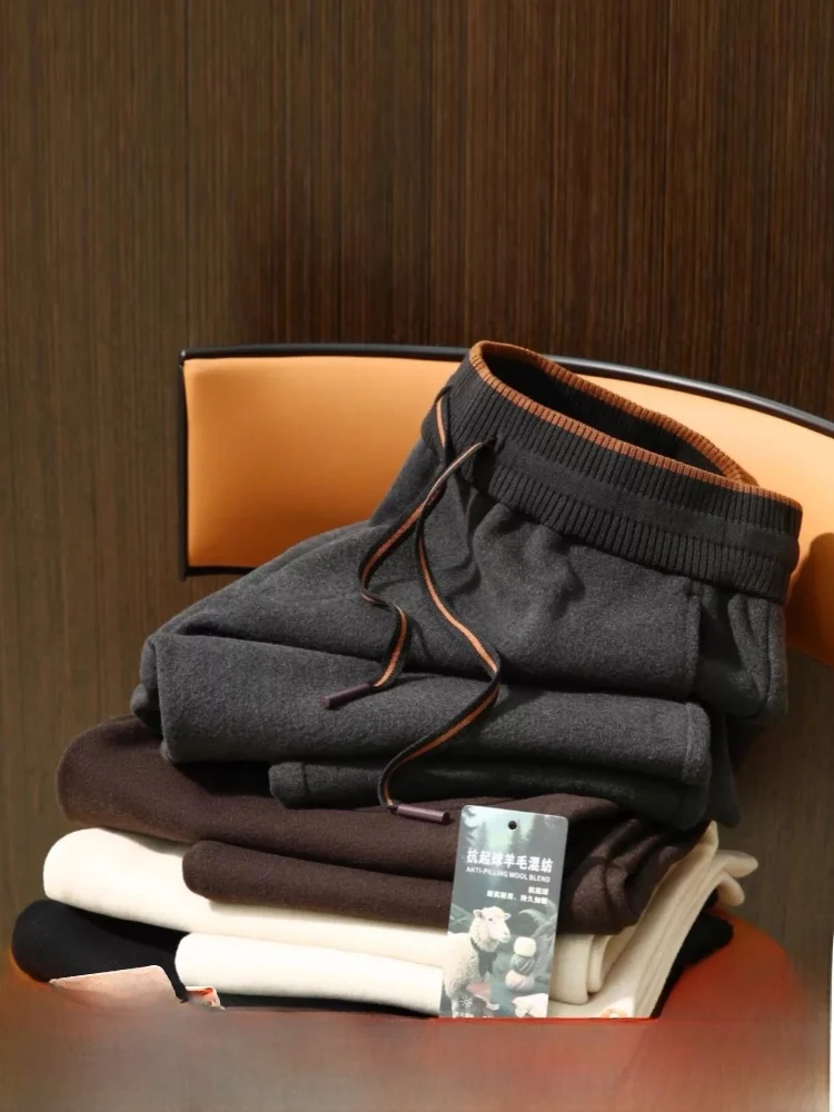 

Роскошные итальянские шерстяные мужские повседневные брюки, прямые брюки, невращающиеся пригородные брюки, удобные Ele Sle, смесь полиэстера