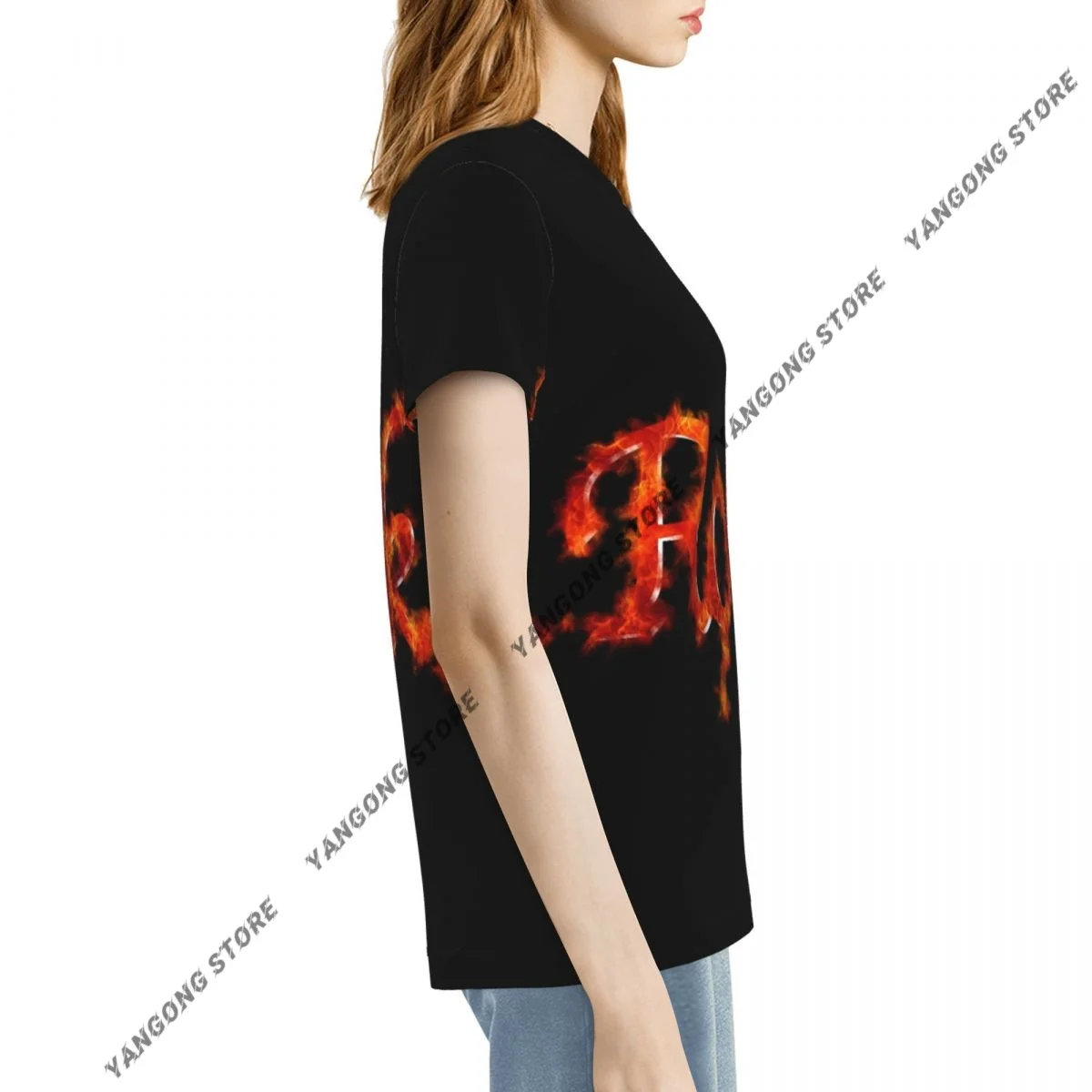 여성 티셔츠 Rock Tshirt 여성 캐주얼 O 넥 반팔 탑 티셔츠 의류