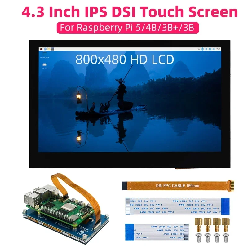 

Raspberry Pi 4.3 Inch Screen IPS LCD Module MIPI TFT Capacitive Monitor for RPI 5 4B 3B 3B Display