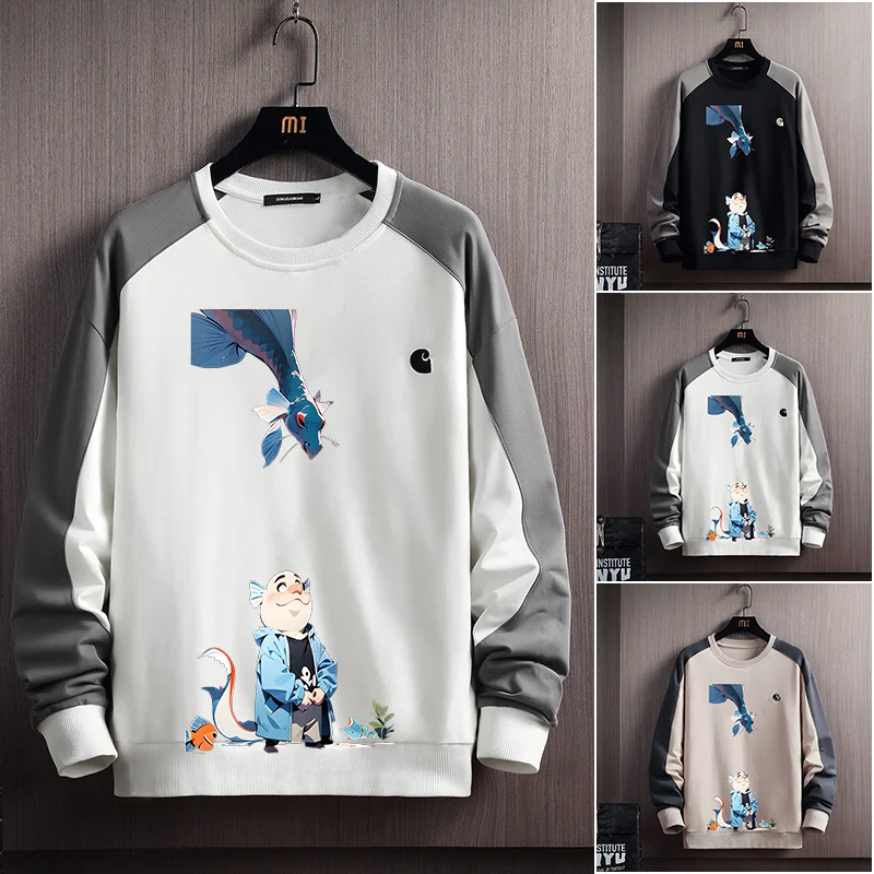 

Мужская толстовка с длинным рукавом и круглым вырезом на осень-зиму, молодежная, повседневная, удобная, из полиэфирного волокна, модная, универсальная верхняя одежда