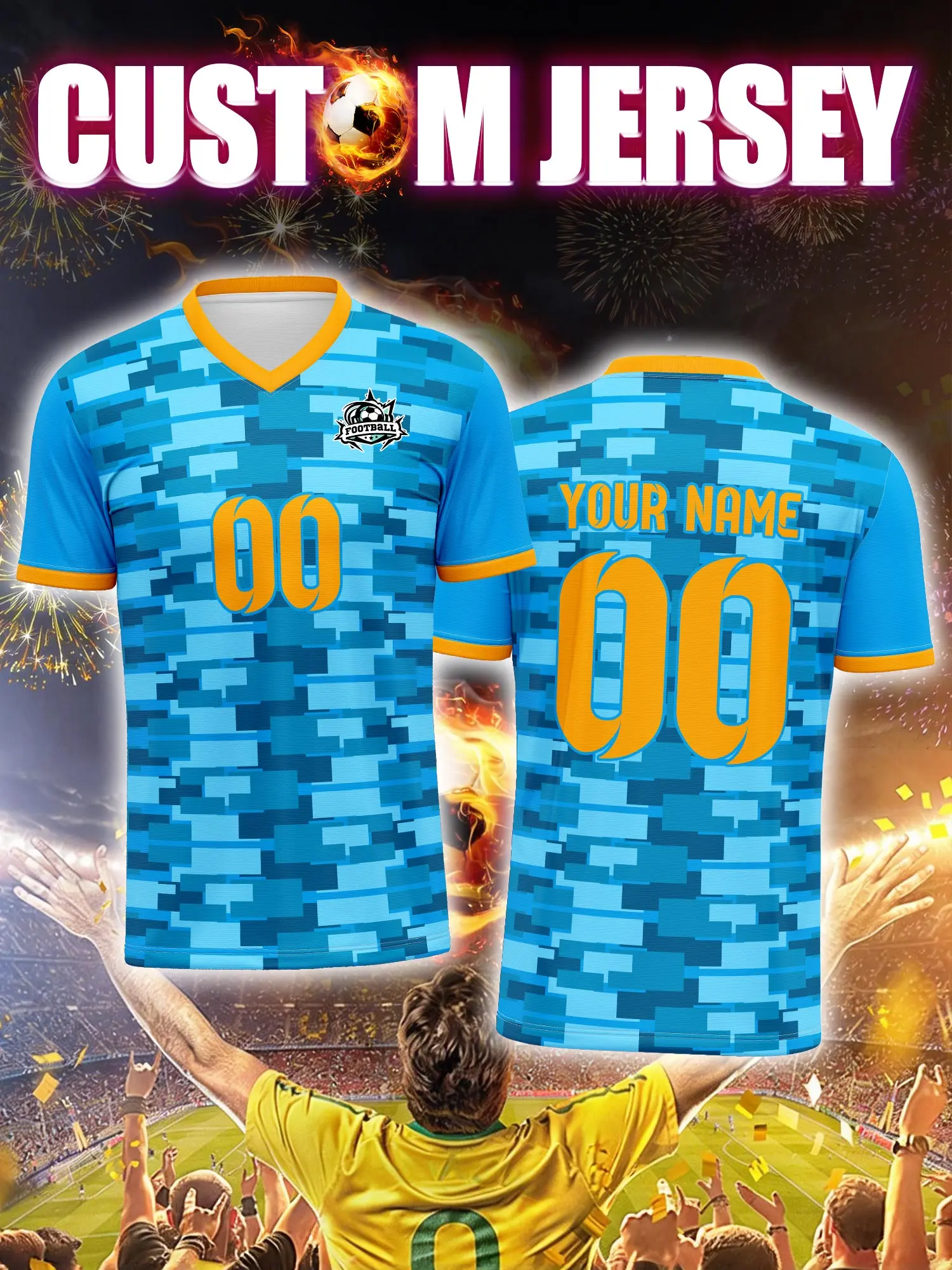 

Спортивная футболка с V-образным вырезом для взрослых и детей, с индивидуальным именем и номером, быстросохнущая, модная, с сублимационной печатью, 2026