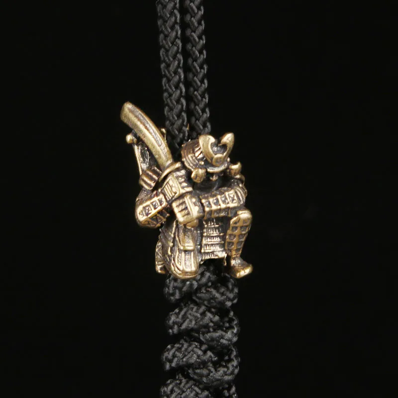 Brass Armor Samurai Paracord Bead Japanese EDC Knife Lanyard Bead Handmade Pendant Keychain Charm Hanging Ornament Spacer Bead