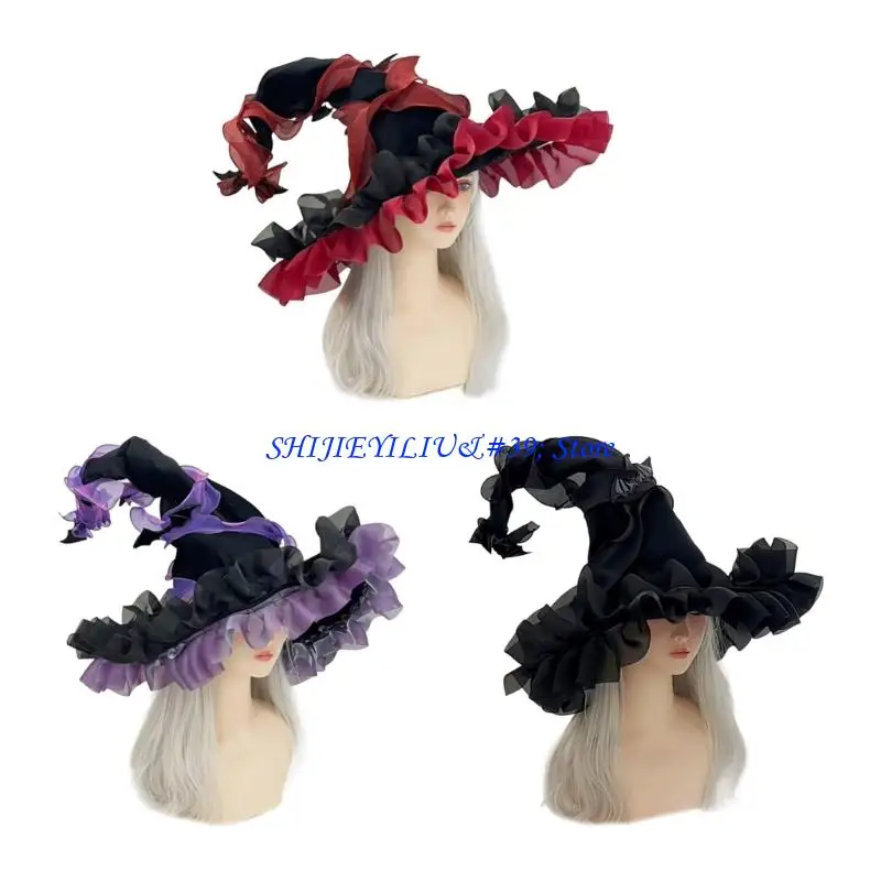 E21F Friendly Witch Costume Hat Adjustable Elastic Band Reusable Polyester Fabric