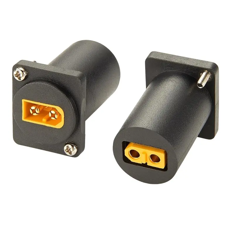 AFOURT-2PCS XT60 Male To Female D-Type Panel Mount Adapter Bulkhead Flange Chassis Socket For Power Station, RC, FPV, Solar