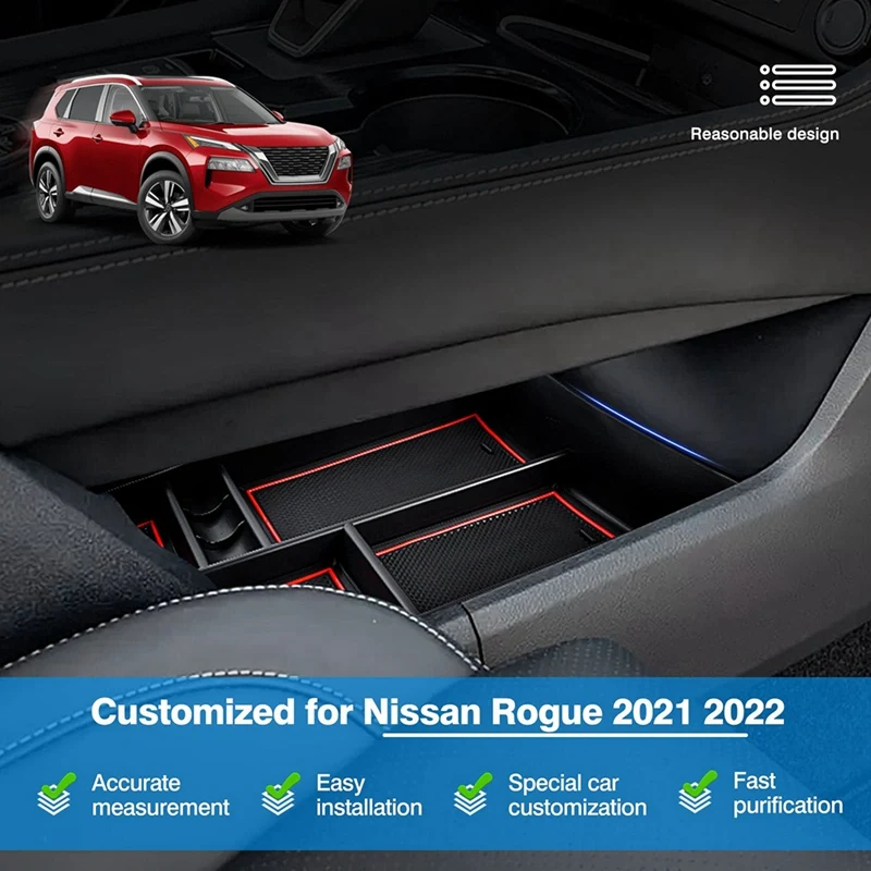 Organizador de consola central de coche para Nissan Rogue 2021 2022 T33, piezas de repuesto Interior, bandeja de inserción de almacenamiento