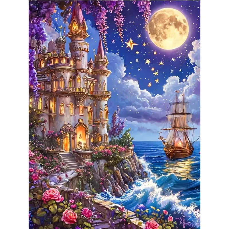 

1000/500 PCS Seaside Castle Landscape Home Decor Games Landscape Puzzles Educational Toys Birthday Gifts