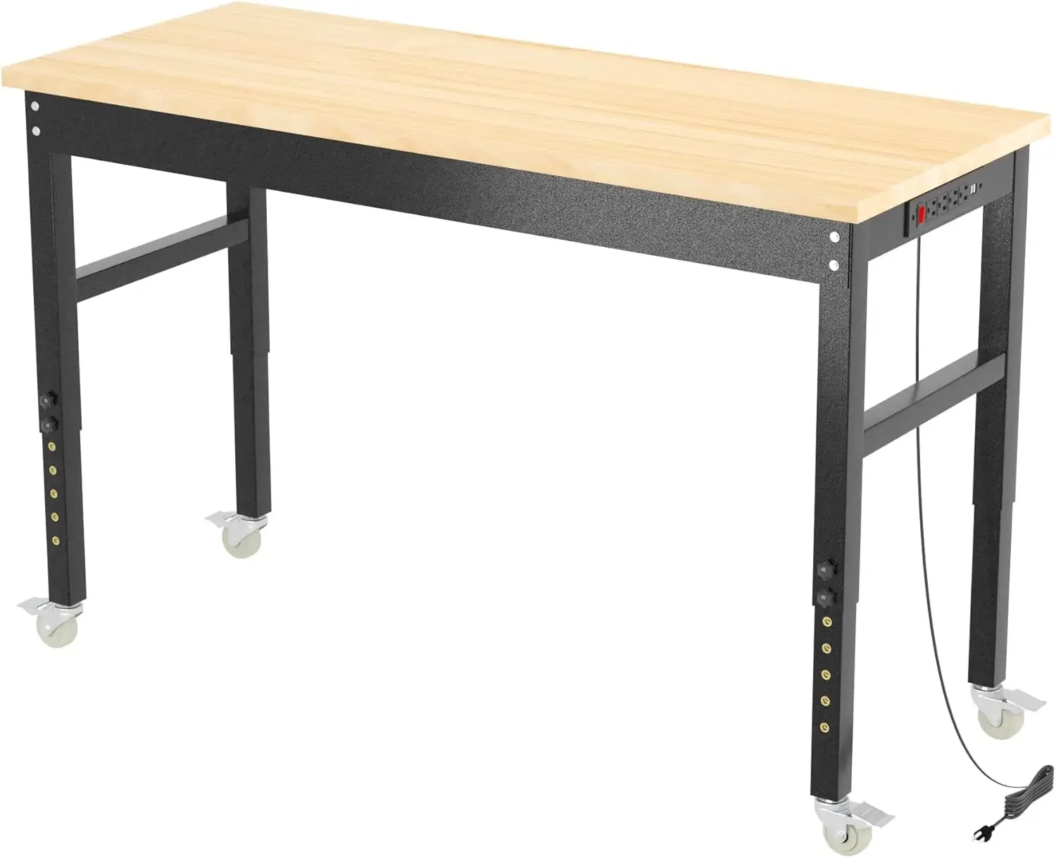 Workbench Rubber Wood Top Heavy-Duty Workstation,3000 LBS Load Capacity 59