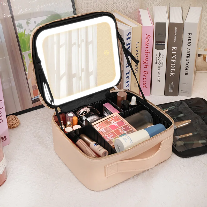 

Smart LED Cosmetic Case with Mirror Cosmetic Bag Travel Makeup Bags for Women Fashion Portable Storage Bag Travel Makeup Bags