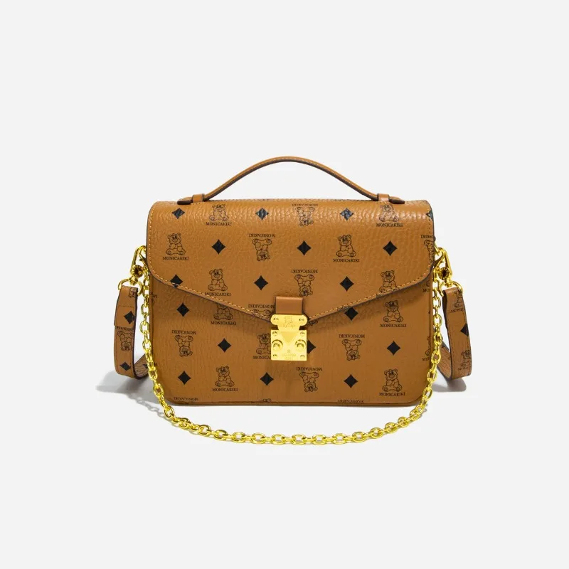 

Женская кожаная сумка премиум-класса с золотой фурнитурой, роскошная брендовая сумка через плечо, модная женская дизайнерская сумка