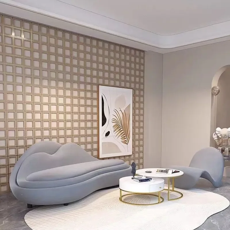Creative Personality Sofa for Beauty Clothing Store Apartment Cream Style Wave Design Comfortable Seating Furniture