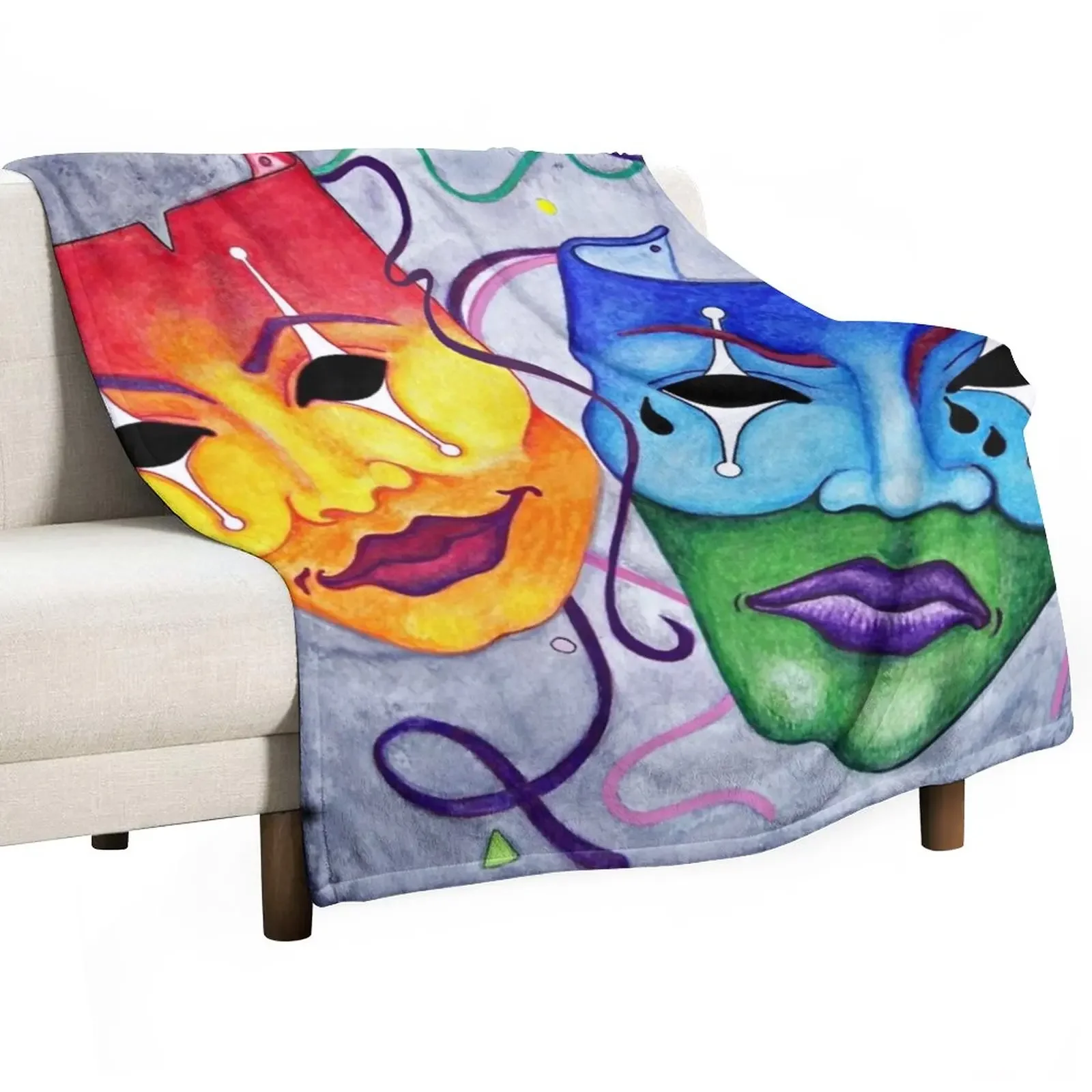 Comedy and Tragedy Throw Blanket Thin Blankets Sofas Of Decoration Blankets