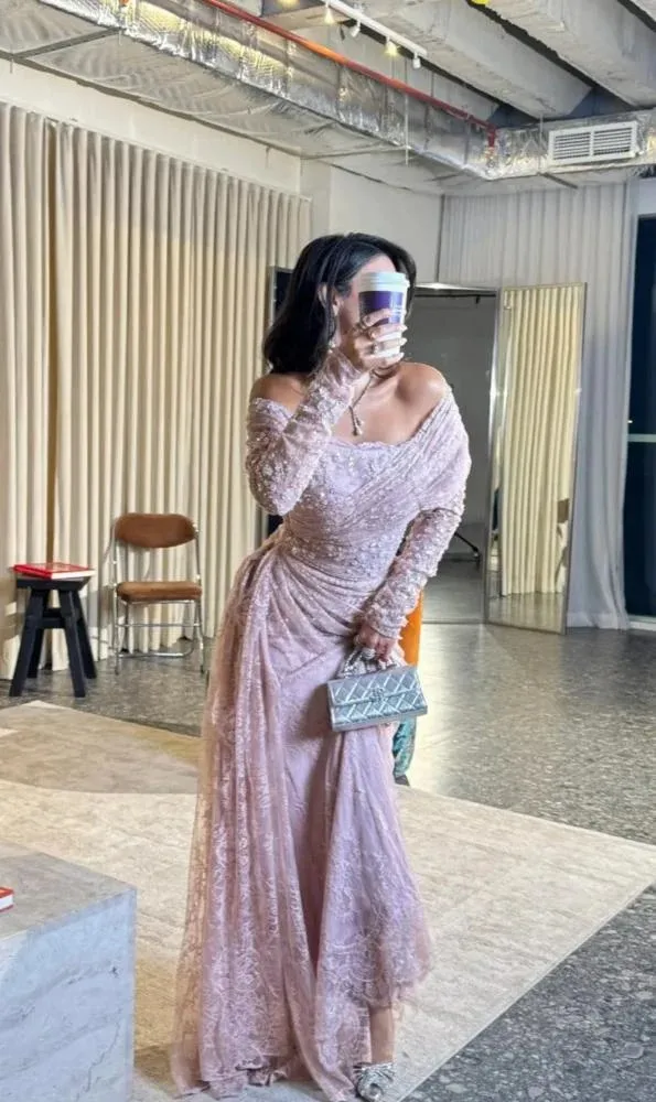 LORIE Shawl Crepe Mermaid Evening Dress Sexy Lace Appliques Illusion Prom Dress Corset Train Floor Length Party Gown Customized image 4