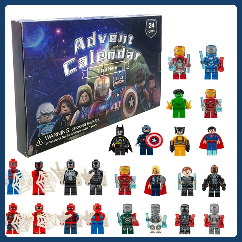 24 Pcs/Set Marvel Advent Calendar Box  Figures Venom Spider-Man  Christmas Advent Calendar Countdown Kids Toy Christmas Gift