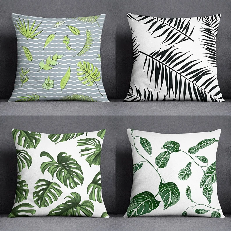 Tropical Leaves Series Pillow Gift Home Office Decoration Pillow Bedroom Sofa Car Cushion Cover Pillow Case (45cm * 45cm)