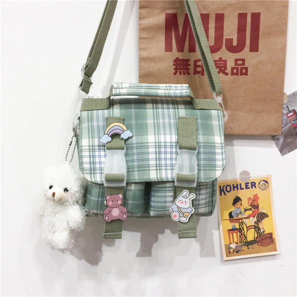 Women High Quality Small Handbag JK Uniform Cute Shoulder Bag Ladies Nylon Campus Satchel Bag Korean Plaid Fashion Crossbody Bag