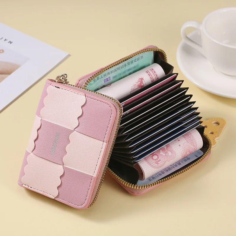 Biscuit weaving, short wallet, small and luxurious, delicate document bag, large capacity, multi-card card holder, coin purse