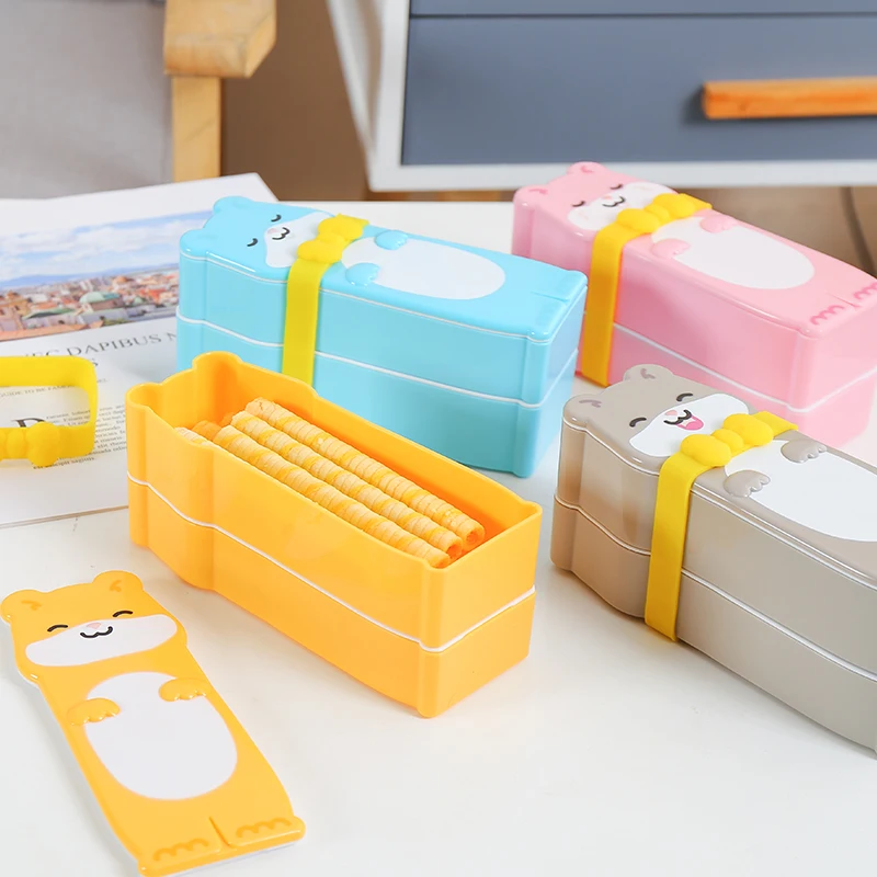 Vismoore Fruit Box Bento Box Portable Children’s Picnic Spring Outing Plastic Cute Takeaway Double Layer Snack Lunch Box