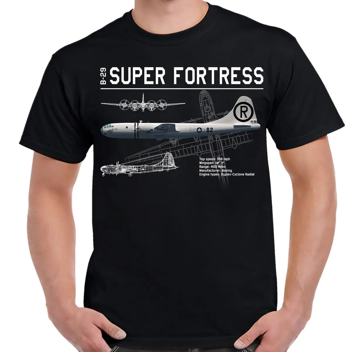 

B-29 Flying Fortress Schematic Men T-shirt Short Sleeve Casual Summer Boys T-Shirts Size S-3XL