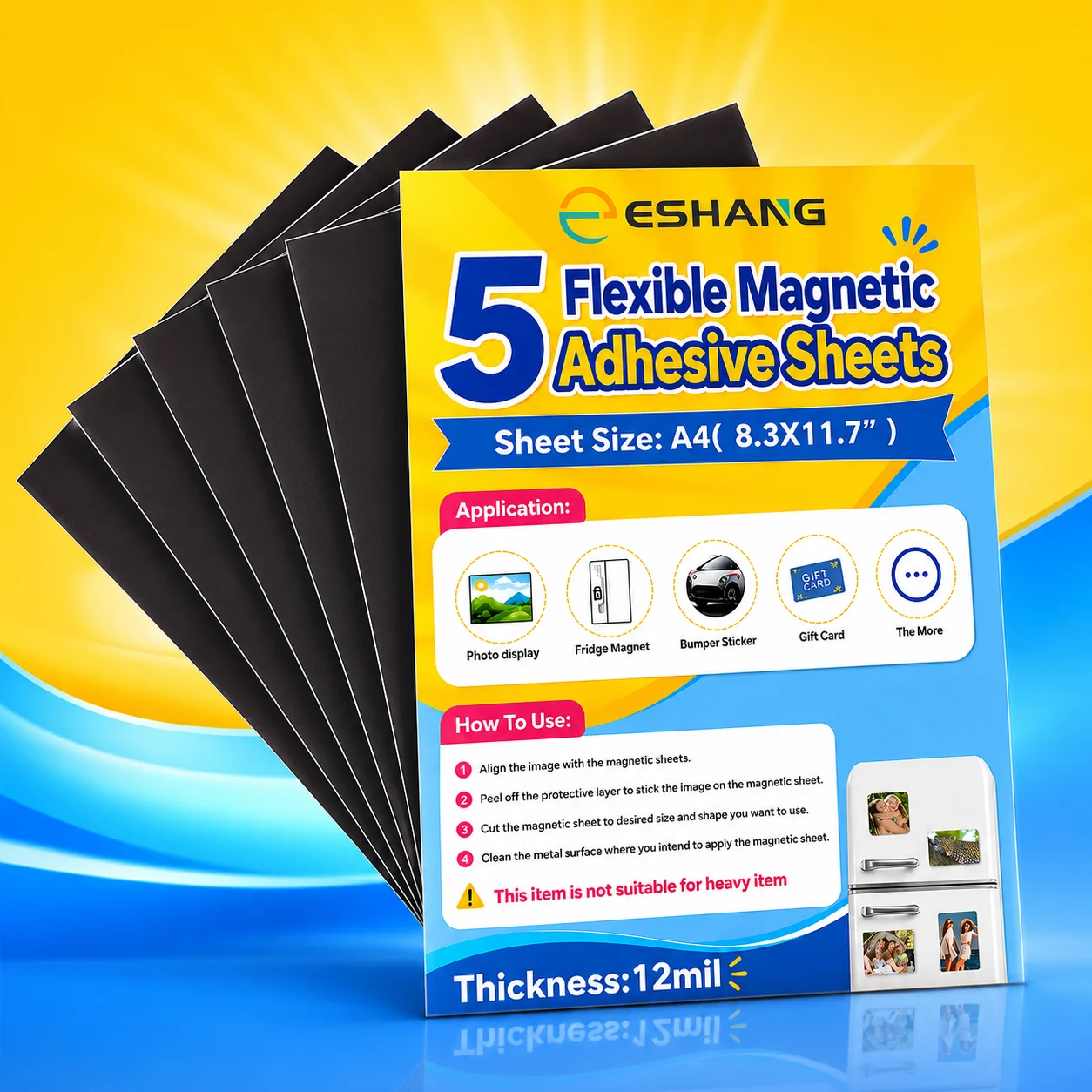 5 PCS A4 Self-Adhesive Magnetic Sheets 8.3