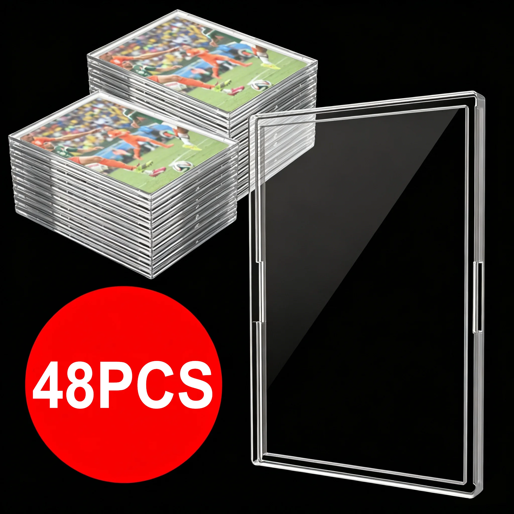 48PCS Transparent Hard Acrylic Card Sleeve Brick Protection Frame Display Stand Set