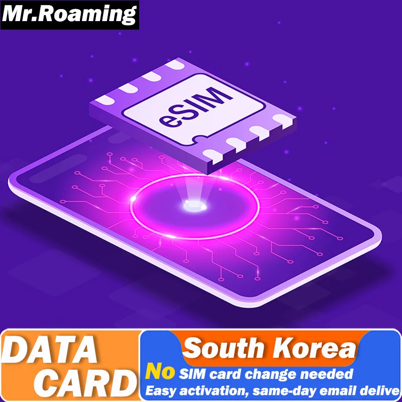 South Korea Travel  Prepaid eSIM Data Traffic Card 5G/4G High-Speed Mobile Internet 1/3/7/10/15/30 Days No contract