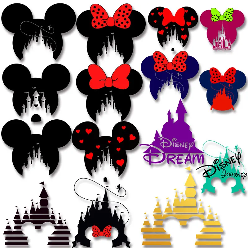 

Стикеры для одежды с принтом «Замок Диснея», стикеры на ткань с бантом Микки и Минни, надписью «Love Mouse» и надписью «Love Mouse»