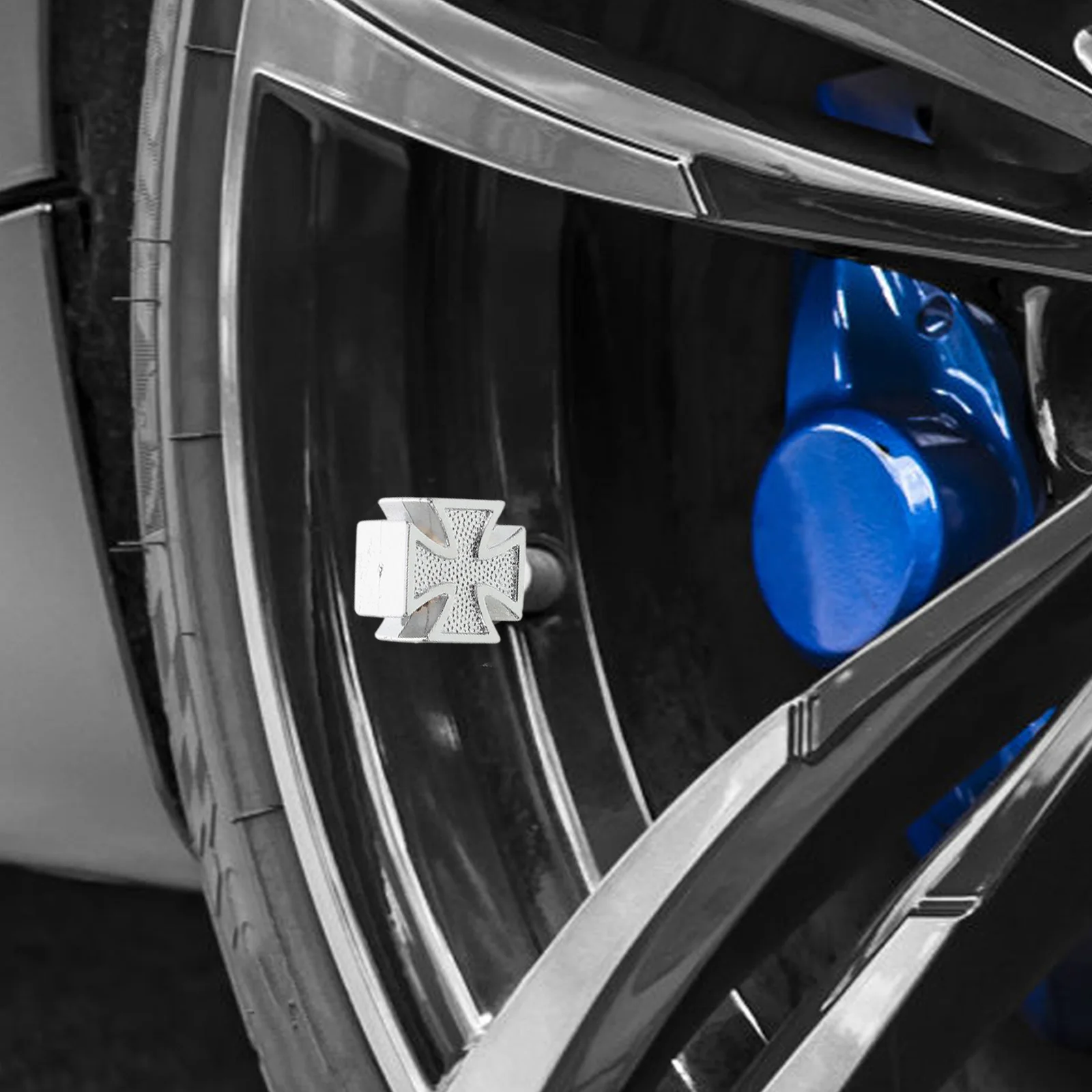 

4PCS Tire Valve Caps Car Motorcycle Accessories Covers Durable Plastic Cross Design Protect Stems Enhance Appearance