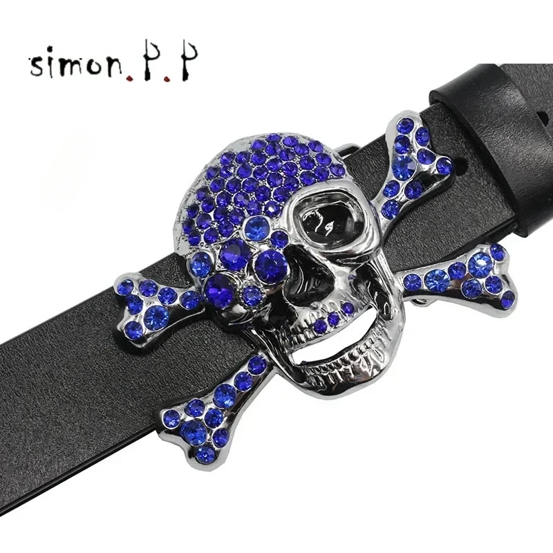 Smooth buckle Belts Men Women Rhinestones Belt For Jean Western Cowgirl Cowboy Crystal Pin Buckle Fashion Diamond Studded Belt