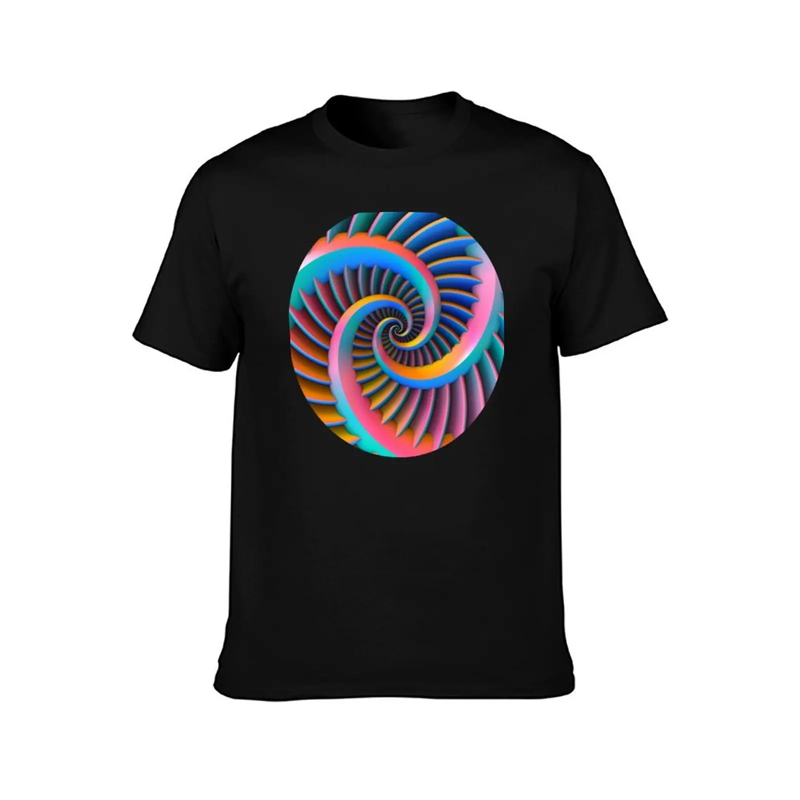 Opposing Spiral Pattern in 3-D T-Shirt Casual Graphic Print Tee T-Shirt