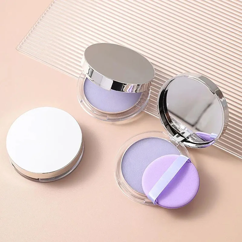 Lavender Pressed Powder Matte Powder Lasting Oil Control Full Coverage Face Compact Setting Powder Makeup Foundation Cosmetics