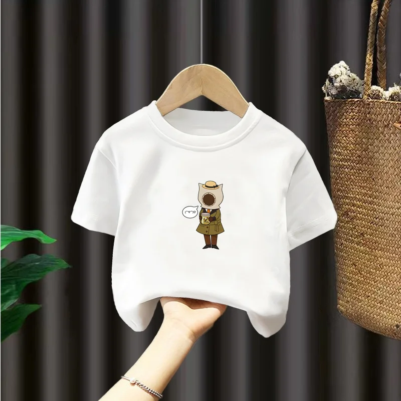 Children's long-sleeved T-shirt loose cartoon animation fitness top fashion popular 2024 new image 6