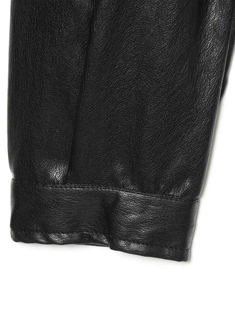 AACHOAE Women's Faux Leather Cropped Jacket Oversized Zip Up PU Leather Coat Casual Bomber Jacket Streetwear Outerwear
