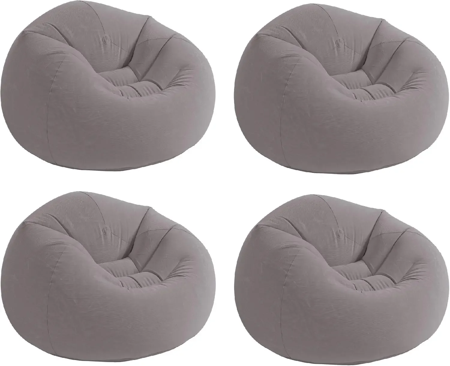 Inflatable Lounge Chair Set, Gray Corduroy Beanless Design (4 Pack)
