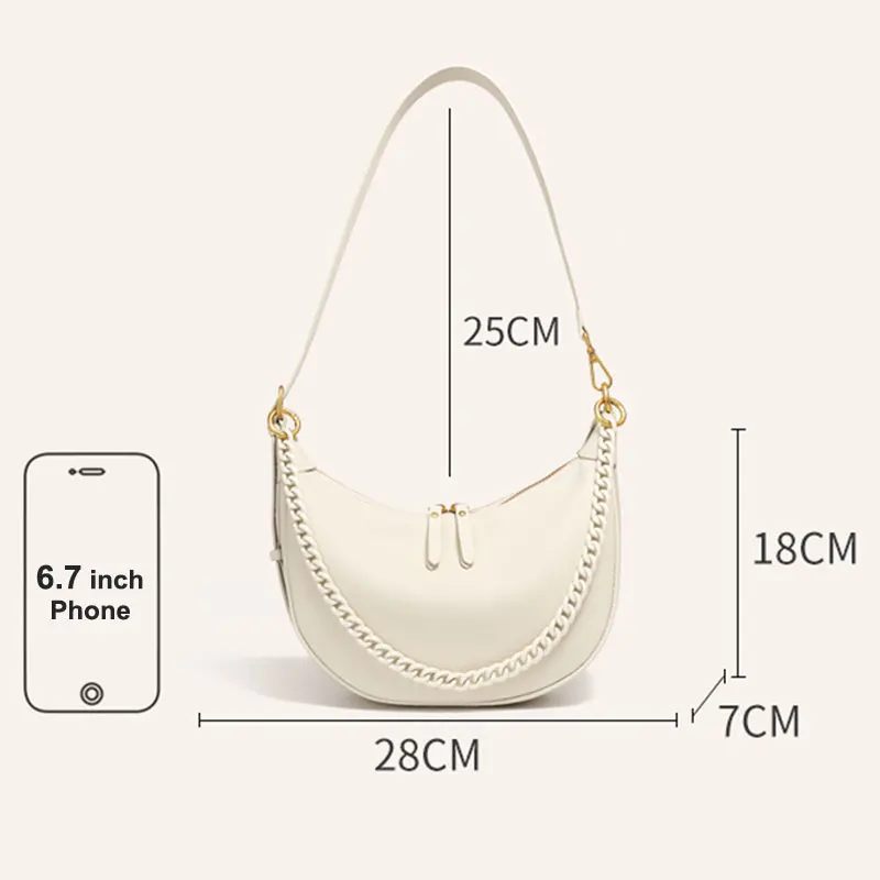 Real leather women\'s bag, fashionable luxury dumpling bag, new shoulder bag, high-end designer, large capacity chain handbag