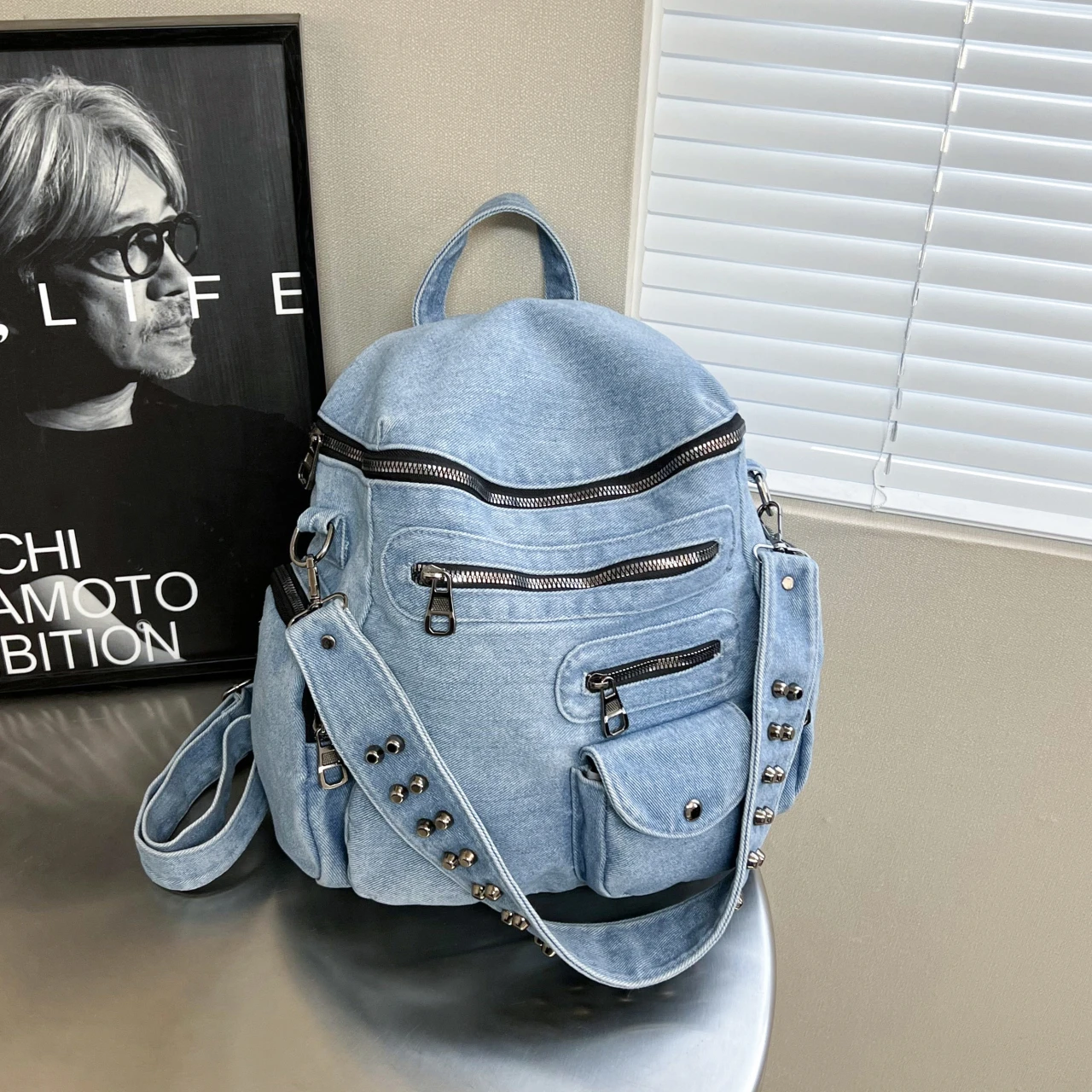 

Противоугонный дорожный рюкзак, повседневная модная холщовая сумка через плечо для женщин, дизайнерская сумка с заклепками, вместительная сумка-тоут