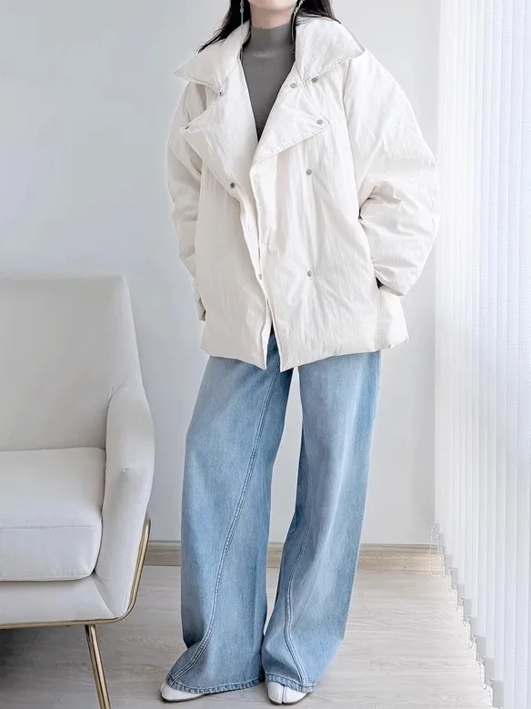 

Зимняя модная утепленная куртка-пуховик женская повседневная свободная теплая хлопковая куртка 2025 года, новый стиль, корейская версия, прямой крой