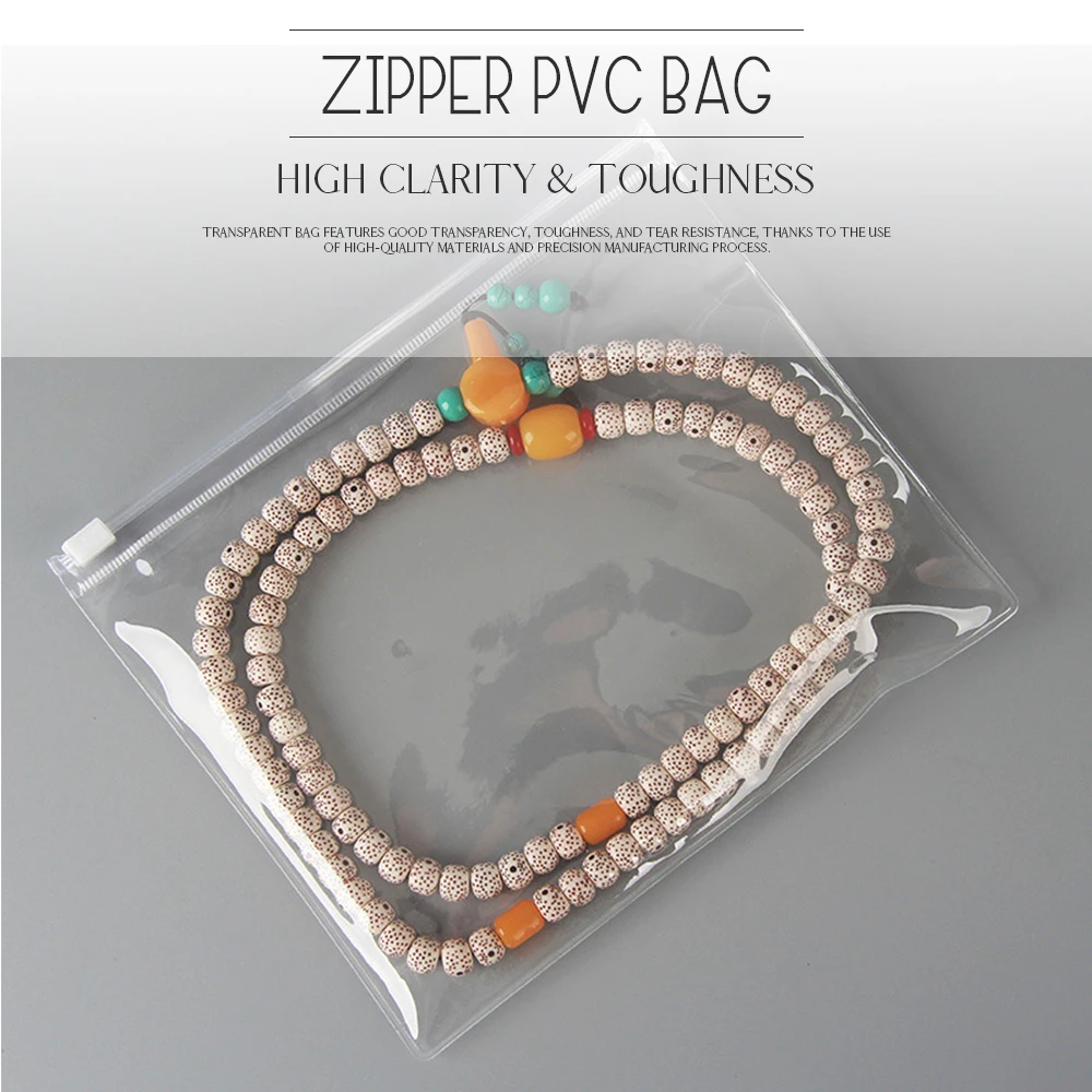 Plástico transparente PVC Zipper Bag, Armazenamento de jóias, Colar e Brincos Pulseira, Saco de Presente para Embalagem de Pequenas Empresas, 10